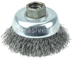 Weiler 36231 Wolverine 3" Crimped Wire Cup Brush .014" Steel Fill 5/8"-11 UNC Nut