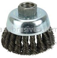 Weiler 36238 Wolverine 3" Knot Wire Cup Brush .020" Steel Fill 5/8"-11 UNC Nut