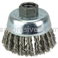 Weiler 36239 Wolverine 3" Knot Wire Cup Brush .020" Stainless Steel Fill 5/8"-11 UNC Nut