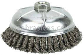 Weiler 36245 Wolverine 6" Knot Wire Cup Brush .025" Steel Fill 5/8"-11 UNC Nut