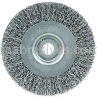 Weiler 36262 Wolverine 4" Crimped Wire Wheel .014" Steel Fill Narrow Face 1/2"-3/8" Arbor Hole