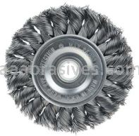 Weiler 36290 Wolverine 3" Knot Wire Wheel Standard Twist .014" 1/2"-3/8" Arbor Hole Steel Wire