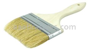 Weiler 40076 4" Chip & Oil Brush 3/8" Thick White Bristle 2" Trim Length Wood Handle