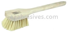 Weiler 44017 20" Utility Scrub Brush White Tampico Fill Long Handle Wood Block