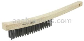 Weiler 44053 Hand Wire Scratch Brush .012 Carbon Steel Fill Curved Handle 3 x 19 Rows