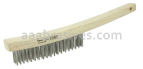 Weiler 44054 Hand Wire Scratch Brush .012 Stainless Steel Fill Curved Handle 3 x 19 Rows