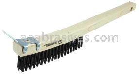 Weiler 44055 Hand Wire Scratch Brush w/Scraper .012 Carbon Steel Fill Curved Handle 3 x 19 Rows