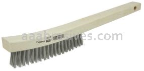 Weiler 44057 Hand Wire Scratch Brush .012 Stainless Steel Fill Curved Handle 4 x 18 Rows