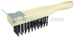 Weiler 44069 Hand Wire Scratch Brush with Scraper .012 Carbon Steel Fill 4 x 11 Rows