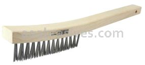 Weiler 44594 V-Groove Hand Wire Scratch Brush .012 Carbon Steel Fill Curved Handle 3 x 19 Rows
