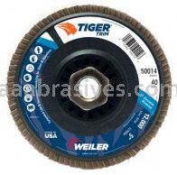 Weiler 50014 5" Tiger Trim Abrasive Flap Disc Conical Type 29 Trimmable Backing 40 Z 5/8"-11 UNC Nut