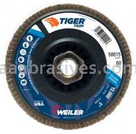 Weiler 50015 5" Tiger Trim Abrasive Flap Disc Conical Type 29 Trimmable Backing 60 Z 5/8"-11 UNC Nut