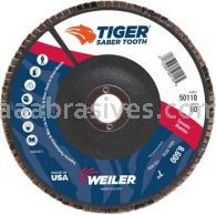 Weiler 50110 7" Tiger Ceramic Abrasive Flap Disc Angled Type 29 Phenolic Backing 60C 7/8" Arbor Hole