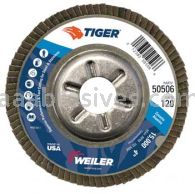 Weiler 50506 4" Tiger Disc Abrasive Flap Disc Conical Type 29 Aluminum Backing 120 Z 5/8" Arbor Hole