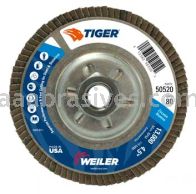 Weiler 50520 4-1/2" Tiger Disc Abrasive Flap Disc Conical Type 29 Aluminum Backing 80 Z 5/8"-11 UNC Nut