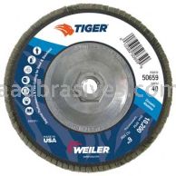 Weiler 50659 6" Tiger Disc Abrasive Flap Disc Conical Type 29 Phenolic Backing 40 Z 5/8"-11 UNC Nut