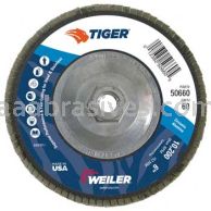 Weiler 50660 6" Tiger Disc Abrasive Flap Disc Conical Type 29 Phenolic Backing 60 Z 5/8"-11 UNC Nut