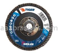 Weiler 50699 4-1/2" Tiger Disc Abrasive Flap Disc Flat Type 27 Phenolic Backing 120 Z 5/8"-11 UNC Nut