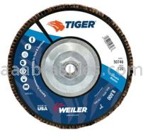 Weiler 50746 7" Tiger Disc Abrasive Flap Disc Flat Type 27 Phenolic Backing 120 Z 5/8"-11 UNC Nut
