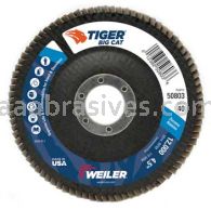 Weiler 50803V 4-1/2" Big Cat Abrasive Flap Disc Flat Type 27 Phenolic Backing 40 Z 7/8" Arbor Hole Vending Ready
