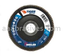 Weiler 50804 4-1/2" Big Cat Abrasive Flap Disc Flat Type 27 Phenolic Backing 60 Z 7/8" Arbor Hole