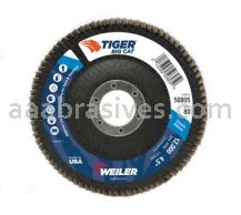 Weiler 50805 4-1/2" Big Cat Abrasive Flap Disc Flat Type 27 Phenolic Backing 80 Z 7/8" Arbor Hole