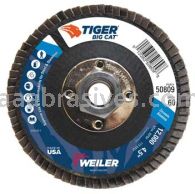 Weiler 50809V 4-1/2" Big Cat Flap Disc Flat Type 27 Phenolic Backing 60 Z 5/8"-11 UNC Nut Vending Ready