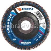 Weiler 51203 4-1/2" Tiger X Flap Disc Angled Type 29 Phenolic Backing 80 Z 7/8" Arbor Hole