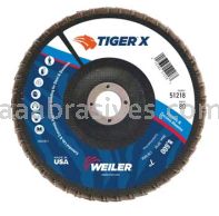 Weiler 51218 7" Tiger X Flap Disc Angled Type 29 Phenolic Backing 80 Z 7/8" Arbor Hole