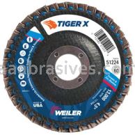 Weiler 51224 4-1/2" Tiger X Flap Disc Flat Type 27 Phenolic Backing 60 Z 7/8" Arbor Hole