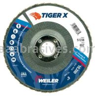 Weiler 51238 6" Tiger X Flap Disc Angled Type 29 Phenolic Backing 60 Z 7/8" Arbor Hole