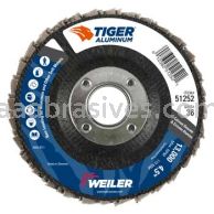 Weiler 51252 4-1/2" Tiger Aluminum Flap Disc Flat Type 27 Phenolic Backing 36 Z 7/8" Arbor Hole