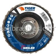 Weiler 51256 4-1/2" Tiger Aluminum Flap Disc Flat Type 27 Phenolic Backing 36 Z 5/8"-11 Arbor Hole