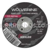 Weiler 56013 2" x .035" Wolverine Type 1 Cut-Off Wheel A60T 1/4" AH