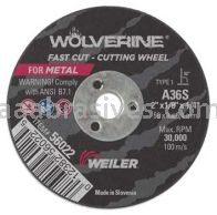 Weiler 56022 2" x 1/8" Wolverine Type 1 Cut-Off Wheel A36S 1/4" AH