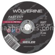 Weiler 56062 3" x .035" Wolverine Type 1 Cut-Off Wheel A60T 3/8" AH