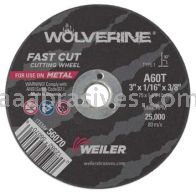Weiler 56070 3" x 1/16" Wolverine Type 1 Cut-Off Wheel A60T 3/8" AH