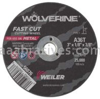 Weiler 56076 3" x 1/8" Wolverine Type 1 Cut-Off Wheel A36T 3/8" AH