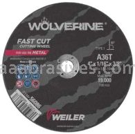 Weiler 56086 4" x 1/16" Wolverine Type 1 Cut-Off Wheel A36T 3/8" AH