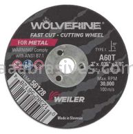 Weiler 56128 2" x .035" Wolverine Type 1 Cut-Off Wheel A60T 3/8" AH