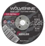 Weiler 56130 2" x 1/8" Wolverine Type 1 Cut-Off Wheel A36S 3/8" AH