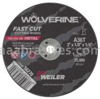 Weiler 56270 3" x 1/8" Wolverine Type 1 Cut-Off Wheel A36T 1/4" AH