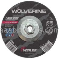 Weiler 56279 6" x 1/4" Wolverine Type 27 Grinding Wheel A24R 5/8"-11 Nut