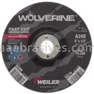 Weiler 56280 6" x 1/4" Wolverine Type 27 Grinding Wheel A24R 7/8" AH