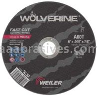 Weiler 56282 6" x .040" Wolverine Type 1 Cut-Off Wheel A60T 7/8" AH