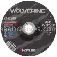 Weiler 56283 6" x .045" WOLVERINE Type 27 Cutting Wheel A60S 7/8" AH