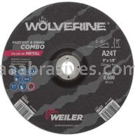 Weiler 56424 9" x 1/8" Wolverine Type 27 Cut/Grind Combo Wheel A24T 7/8" AH