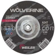 Weiler 56425 7" x 1/8" Wolverine Type 27 Cut/Grind Combo Wheel A24T 5/8"-11 Nut