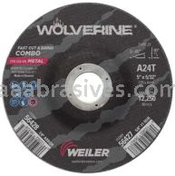Weiler 56428 5" x 1/8" Wolverine Type 27 Cut/Grind Combo Wheel A24T 7/8" AH