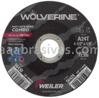 Weiler 56430 4-1/2" x 1/8" Wolverine Type 27 Cut/Grind Combo Wheel A24T 7/8" AH